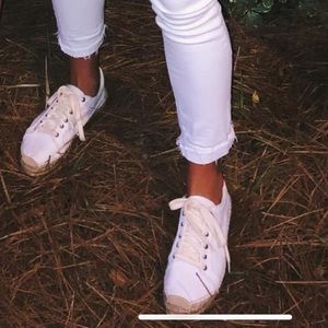White linen sneakers